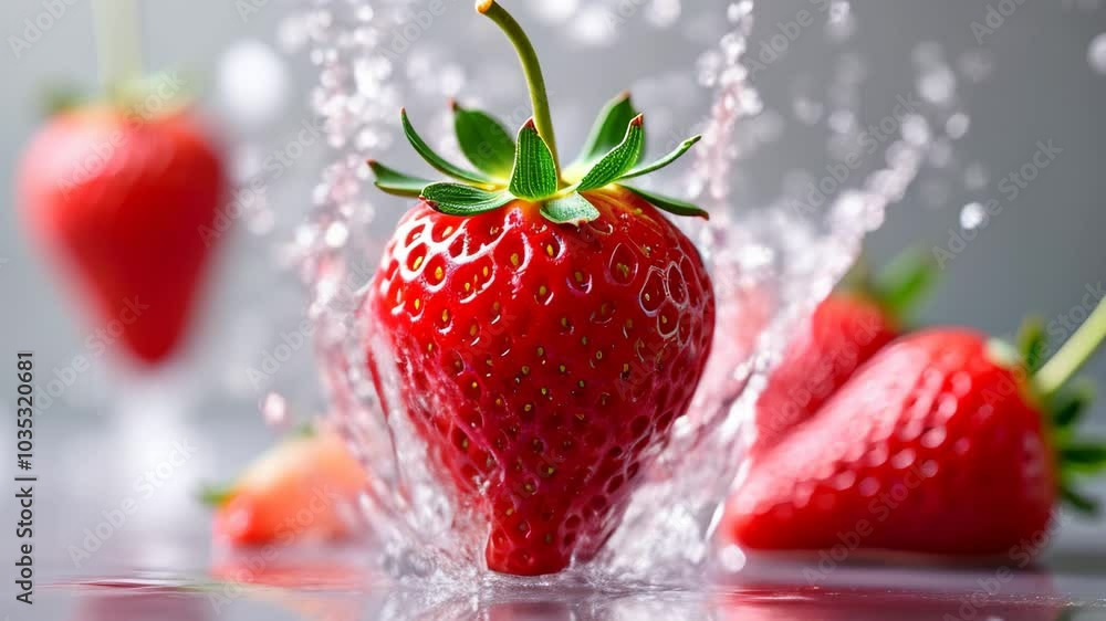 Close-up of strawberries in water on light background