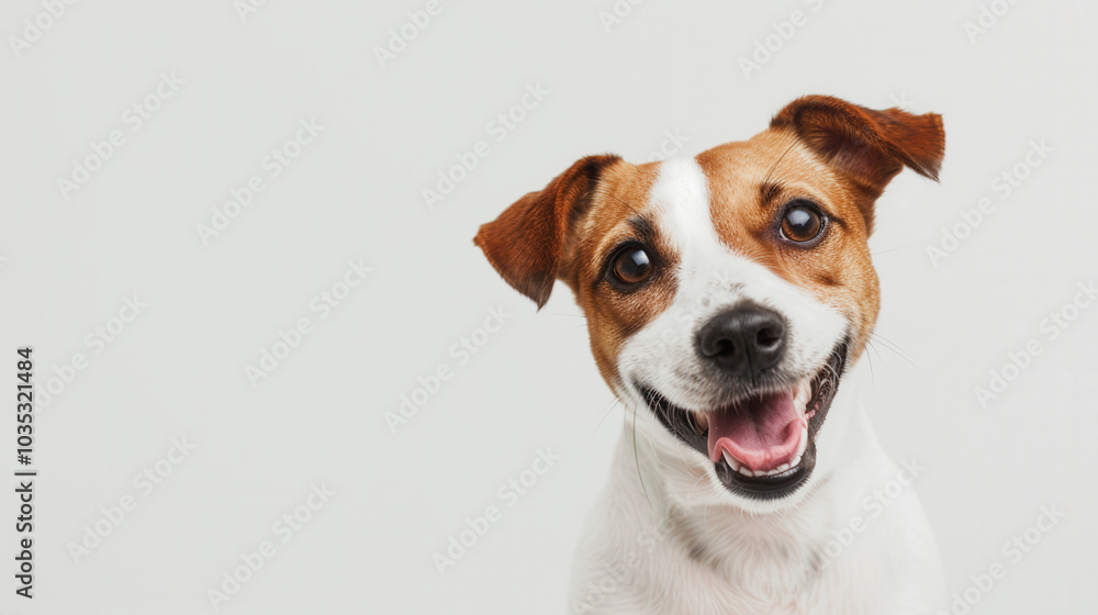 Joyful Dog Portrait, a cute playful dog exuding happiness, vibrant colors on a clean white background, perfect for showcasing text or branding, full of life and detail. Joyful Dog Portrait, a cute playful dog exuding happiness, vibrant colors on a clean white background, perfect for showcasing text or branding, full of life and detail.
