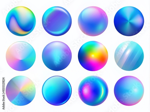 Circular Holographic Gradients and Spherical Buttons for Web Icons