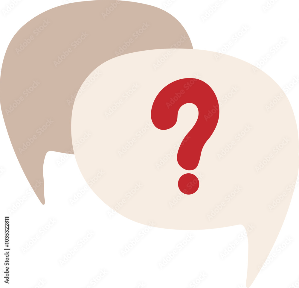 A minimalist speech bubble with a red question mark in the upper left corner on a cream background. The blank space inside the bubble invites customization for text or messages. A minimalist speech bubble with a red question mark in the upper left corner on a cream background. The blank space inside the bubble invites customization for text or messages.