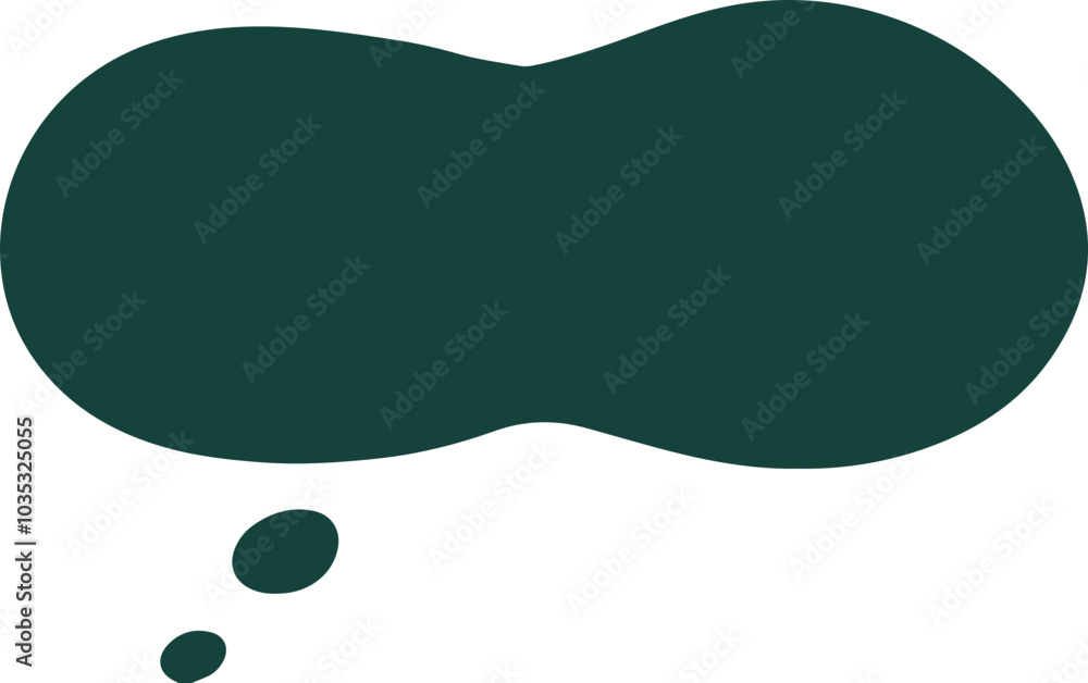 A simple dark green thought bubble with an oval shape and three smaller circles at the bottom, resembling a comic-style thinking balloon. A simple dark green thought bubble with an oval shape and three smaller circles at the bottom, resembling a comic-style thinking balloon.