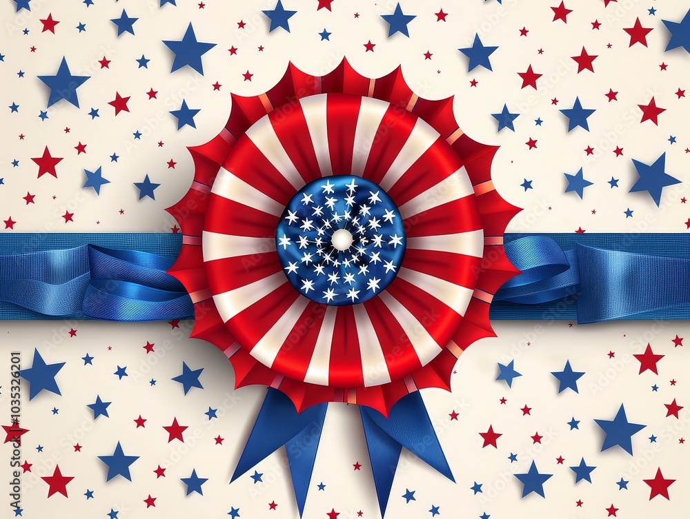 Obraz premium Patriotic Stars and Stripes Ribbon Design