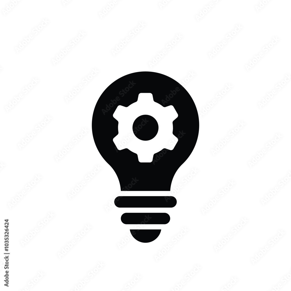 Cogwheel with lightbulb, concept icon of creative technology Cogwheel with lightbulb, concept icon of creative technology