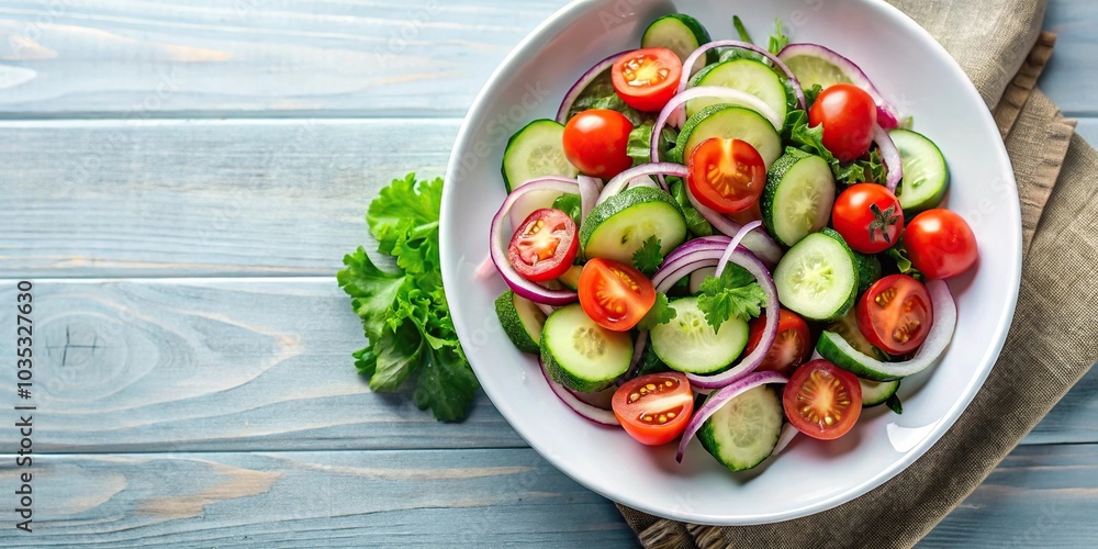 Minimalist salad with cherry tomato, onion, and cucumber Minimalist salad with cherry tomato, onion, and cucumber