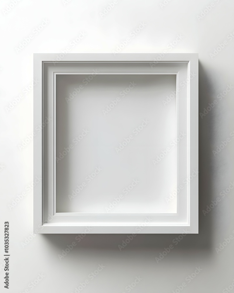 Minimalist White Frame on Clean Wall Background Minimalist White Frame on Clean Wall Background