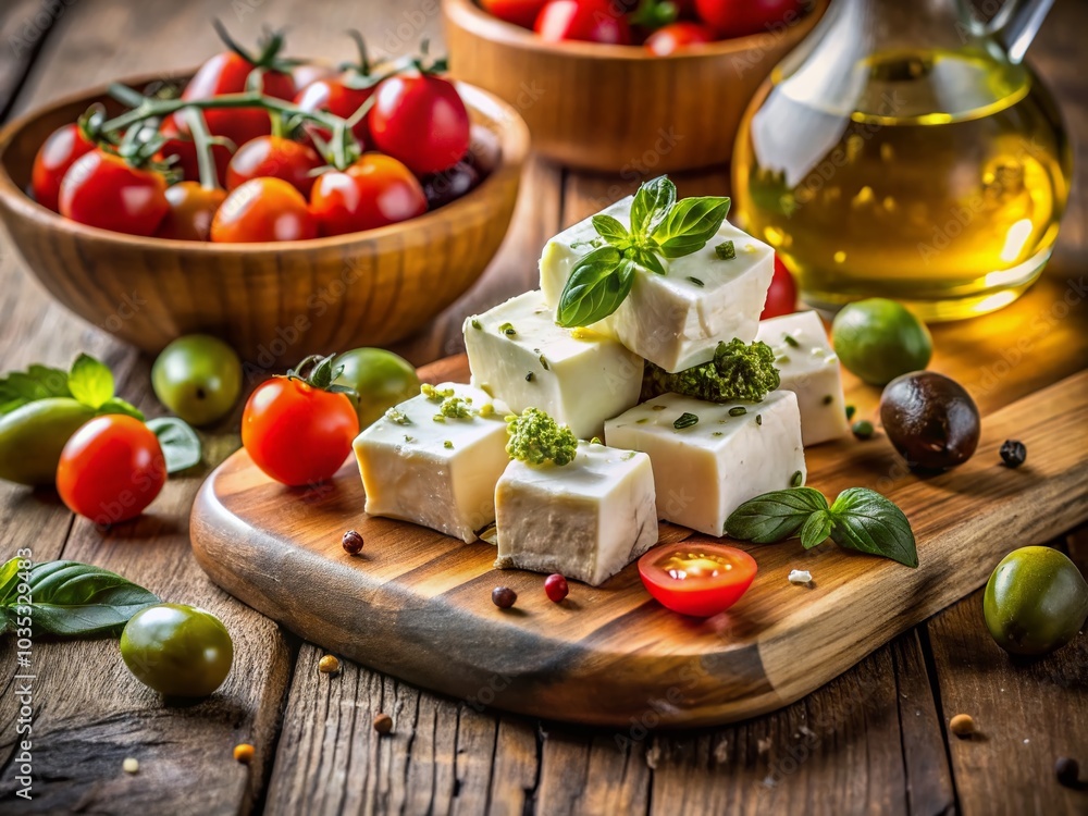Closeup of Feta Cheese Cubes for Greek Salad - Healthy Food Photography Closeup of Feta Cheese Cubes for Greek Salad - Healthy Food Photography