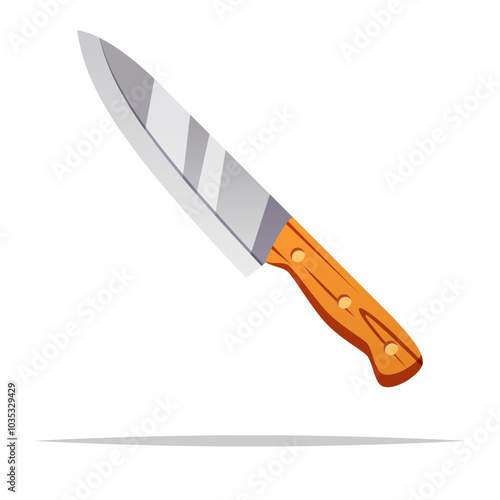 Single kitchen knife vector isolated illustration