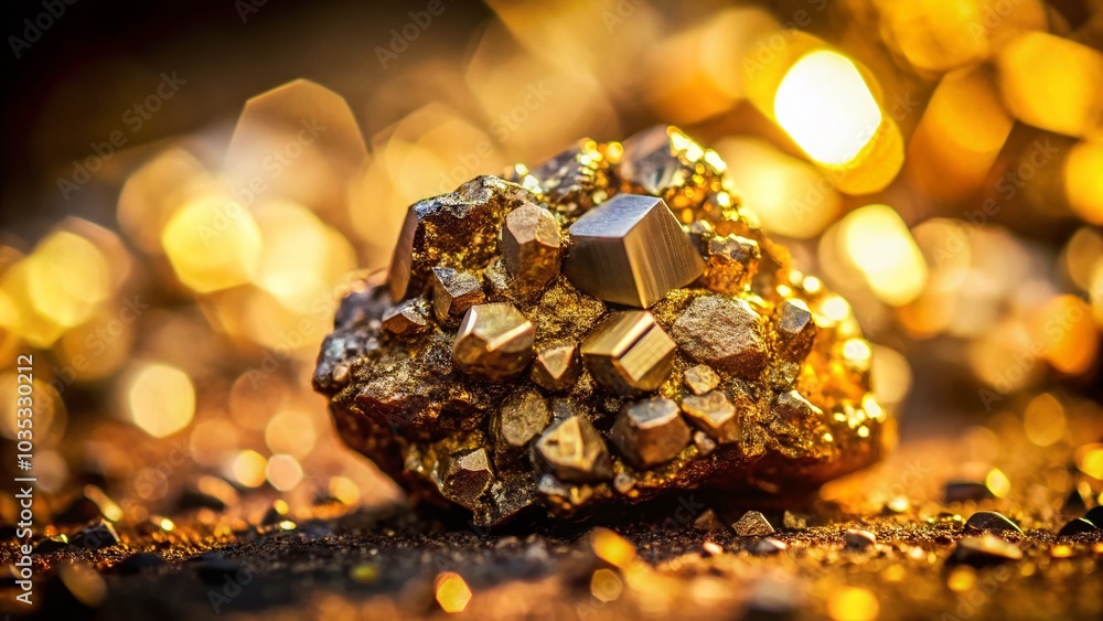 Closeup of Pyrite (Fool's Gold) with Tilt-Shift Effect for Unique Mineral Photography Closeup of Pyrite (Fool's Gold) with Tilt-Shift Effect for Unique Mineral Photography