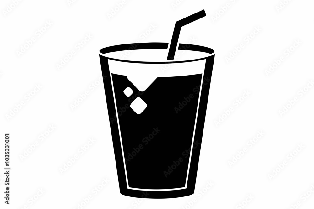 Cold drink silhouette, cold drink vector icon, cup with straw vector silhouette Cold drink silhouette, cold drink vector icon, cup with straw vector silhouette