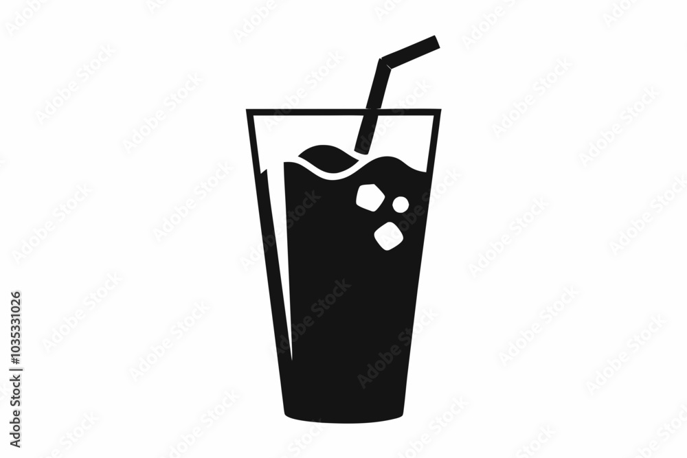 Cold drink silhouette, cold drink vector icon, cup with straw vector silhouette Cold drink silhouette, cold drink vector icon, cup with straw vector silhouette