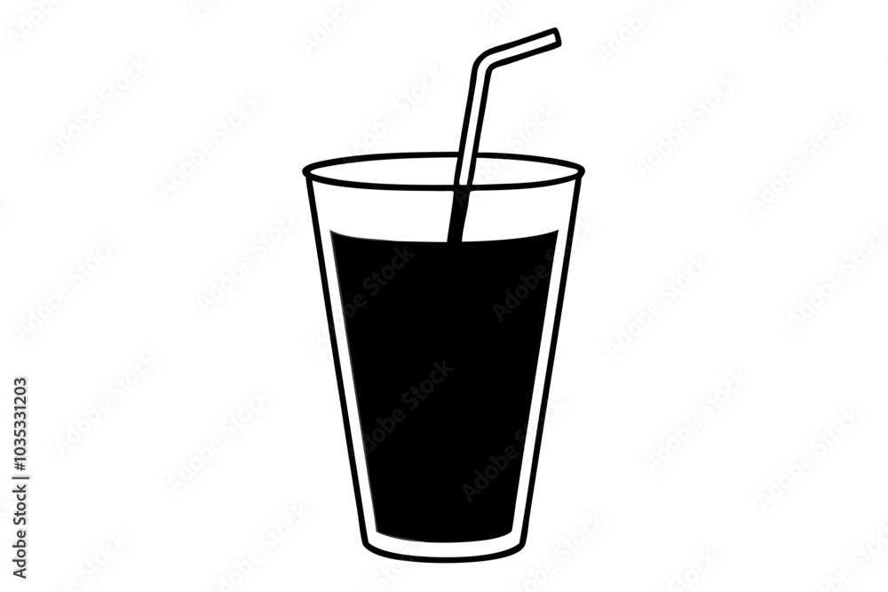 Cold drink silhouette, cold drink vector icon, cup with straw vector silhouette Cold drink silhouette, cold drink vector icon, cup with straw vector silhouette