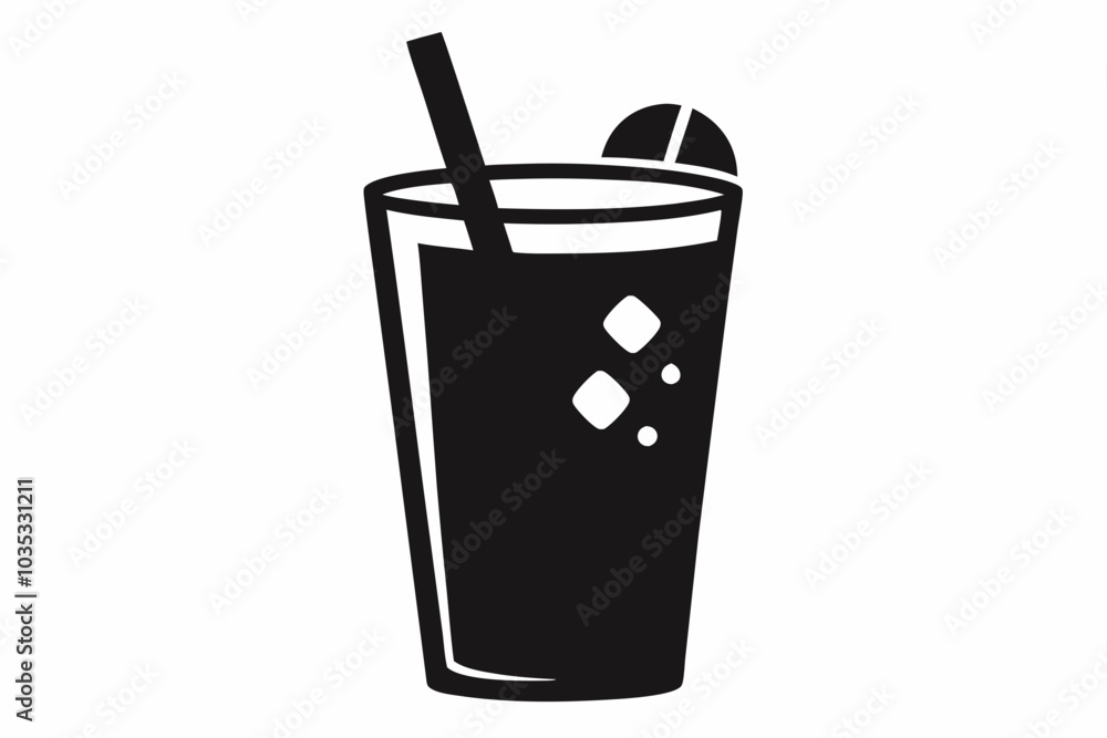 Cold drink silhouette, cold drink vector icon, cup with straw vector silhouette Cold drink silhouette, cold drink vector icon, cup with straw vector silhouette
