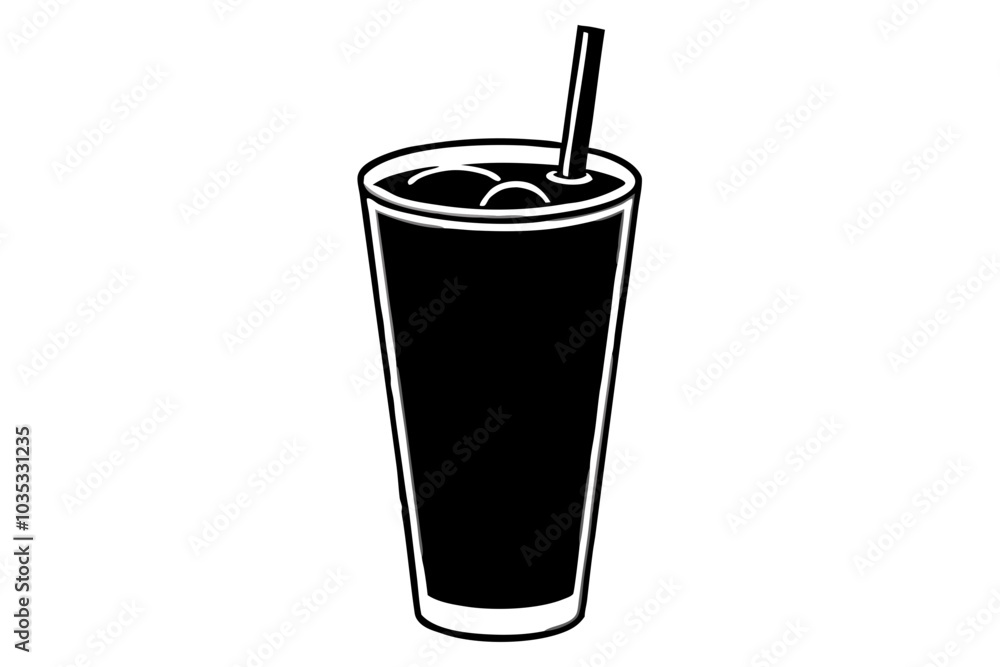 Cold drink silhouette, cold drink vector icon, cup with straw vector silhouette Cold drink silhouette, cold drink vector icon, cup with straw vector silhouette