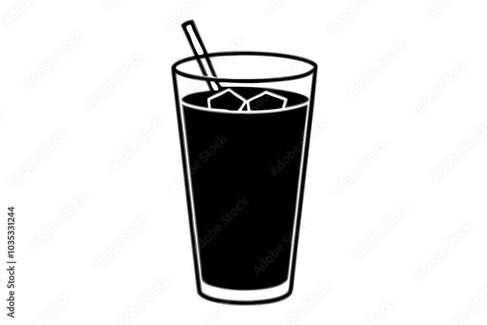 Cold drink silhouette, cold drink vector icon, cup with straw vector silhouette Cold drink silhouette, cold drink vector icon, cup with straw vector silhouette