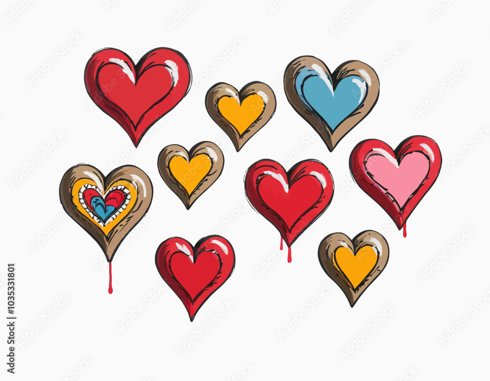 Untitledset of hearts isolated on a white background Untitledset of hearts isolated on a white background