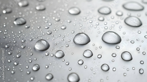 Water Droplets on a Smooth, Silver Surface - Macro Photography with Stunning Detail