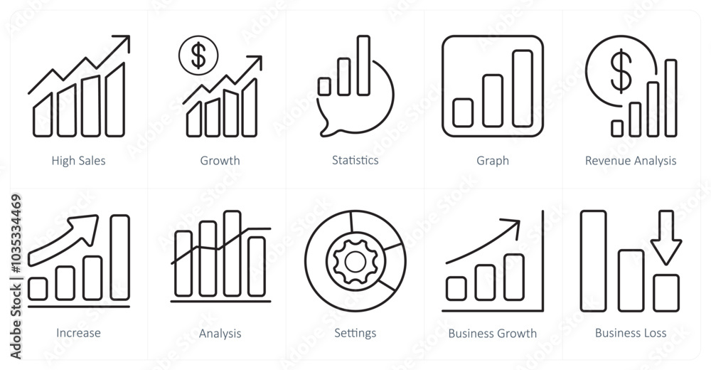 A set of 10 web marketing icons as high sales, growth, statistics A set of 10 web marketing icons as high sales, growth, statistics