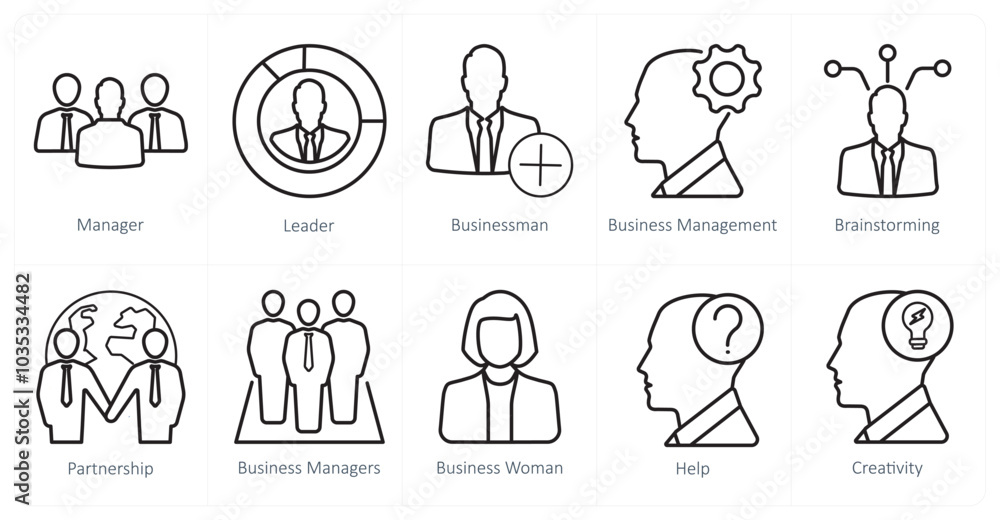 Fototapeta premium A set of 10 web marketing icons as manager, leader, businessman