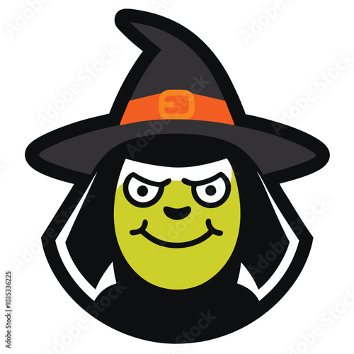 Doodle sticker funny witch with hat vector on white background