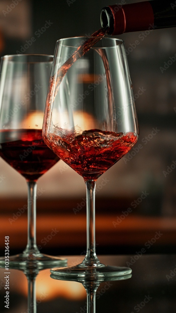Pouring red wine from bottle. Pouring red wine from bottle.