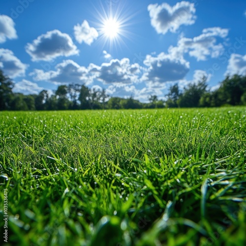 Green Grass Field Under Blue Sky