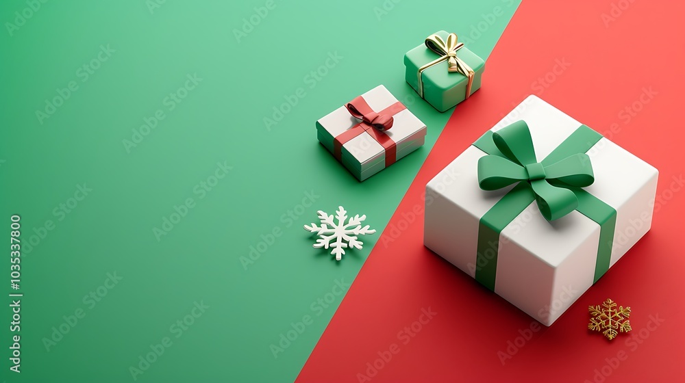 3D Colorful Gift Boxes with Ribbons on Festive Background 3D Colorful Gift Boxes with Ribbons on Festive Background