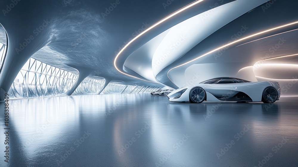 Fototapeta premium breathtaking 3D render featuring an avant-garde architectural design with abstract curves