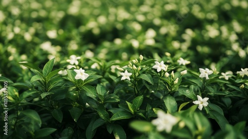 White Flowers Blooming in a Lush Green Foliage