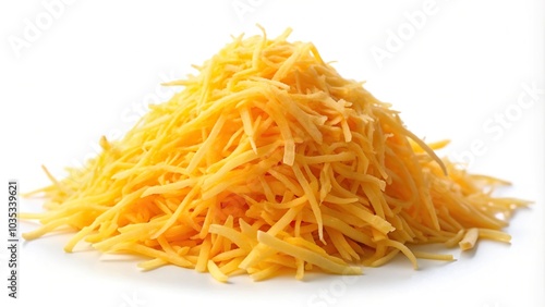 shredded cheddar cheese isolated on white background photo