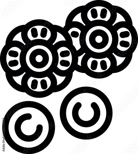 Set of ball bearings with different sizes and shapes, designed for industrial machinery and equipment