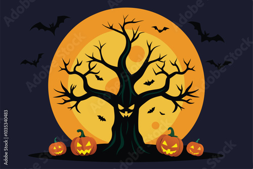 Halloween pumpkin tree - Generative AI