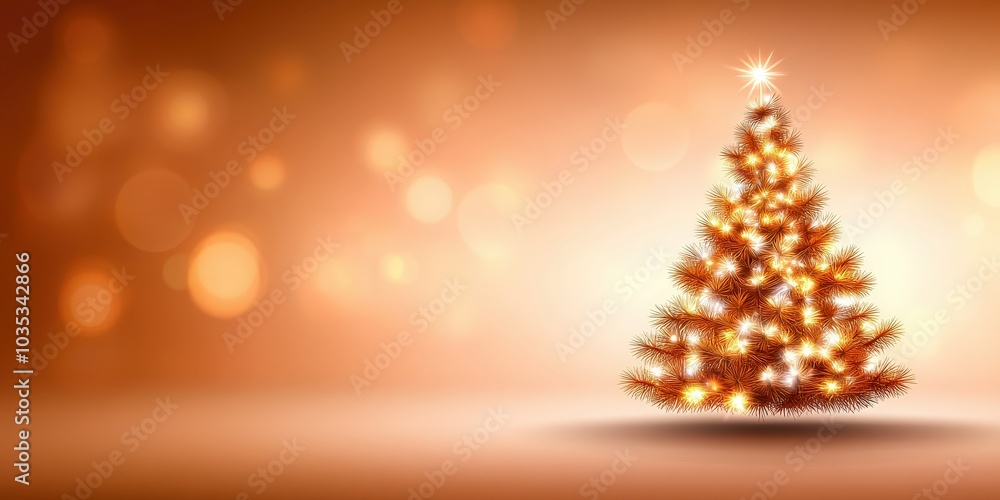 Elegant Holiday Tree with Warm Lights and Bokeh Background Elegant Holiday Tree with Warm Lights and Bokeh Background
