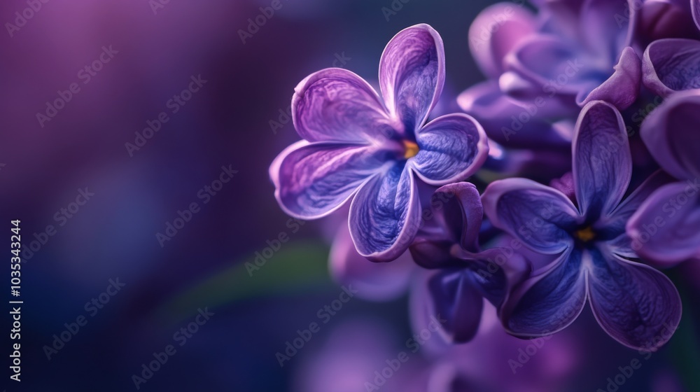 Close-up View of Delicate Lilac Petals with Soft, Blurry Background Close-up View of Delicate Lilac Petals with Soft, Blurry Background