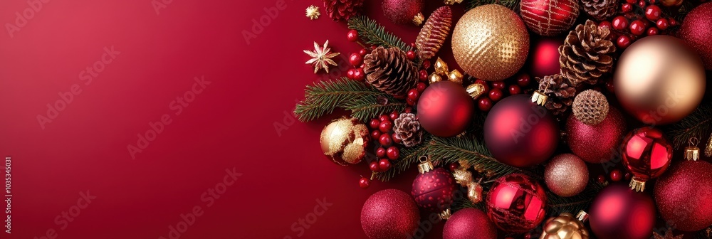 Festive Red and Gold Christmas Decorations Arrangement Festive Red and Gold Christmas Decorations Arrangement