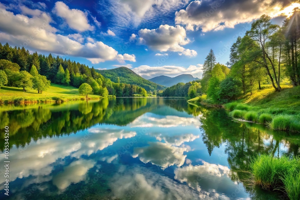 Obraz premium Tranquil and breathtaking natural landscape scenery for serene contemplation and visual delight