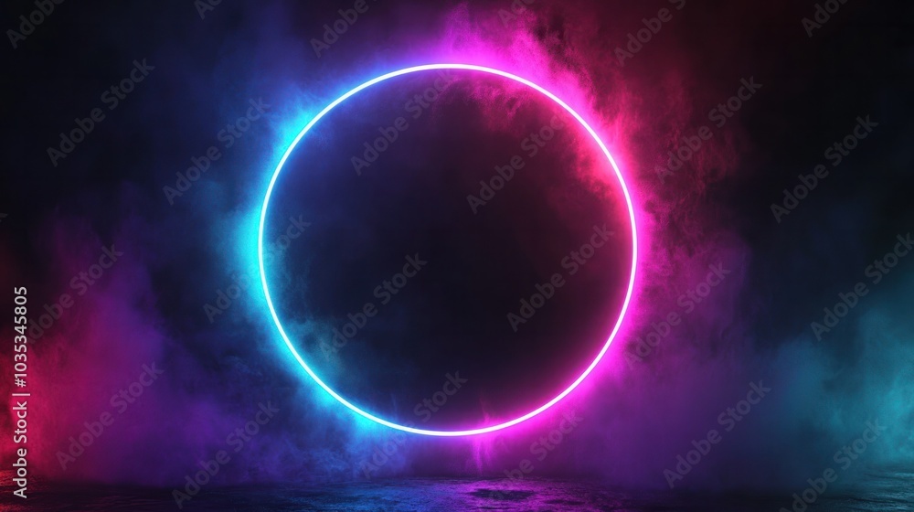 neon circle frame with intricate patterns and designs etched into the glowing surface. neon circle frame with intricate patterns and designs etched into the glowing surface.