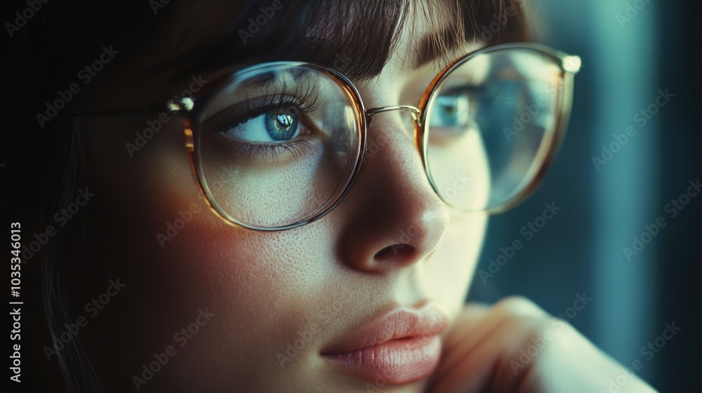 Introspective Female with Glasses - Portrait Introspective Female with Glasses - Portrait