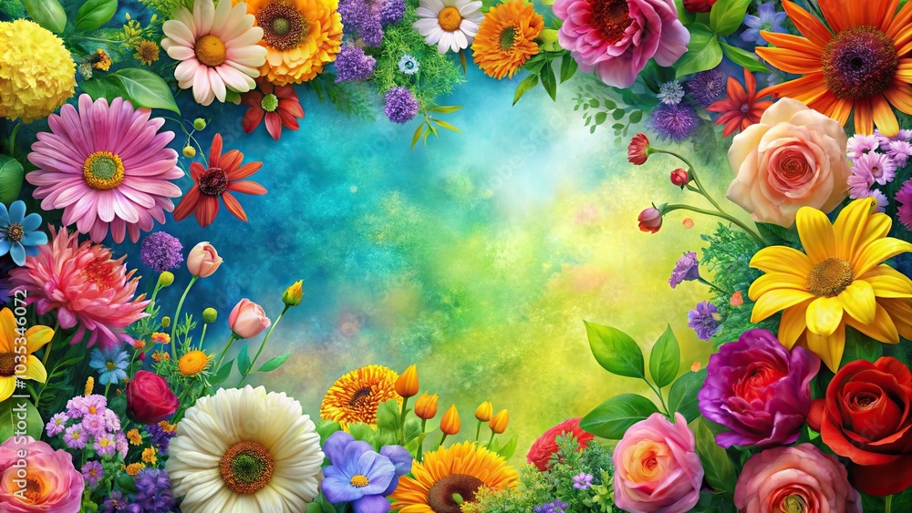 Vibrant hand-painted floral pattern perfect for backgrounds or designs Vibrant hand-painted floral pattern perfect for backgrounds or designs
