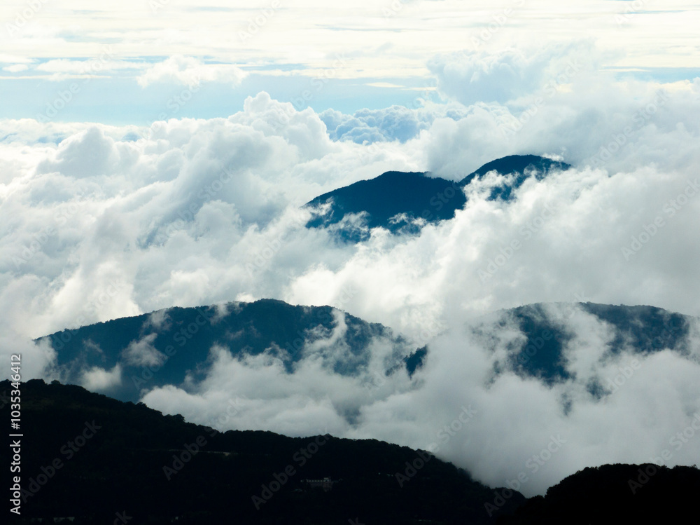 Aerial view of clouds and mountain peaks in Taiwan Aerial view of clouds and mountain peaks in Taiwan