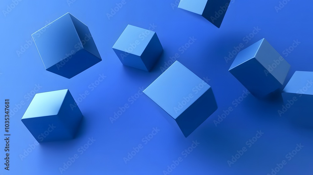 Abstract 3d render, blue geometric background design with cubes Abstract 3d render, blue geometric background design with cubes