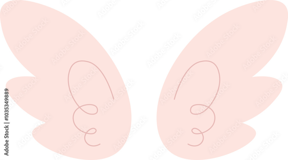 Magic wings drawing. Cute color bird symbol Magic wings drawing. Cute color bird symbol
