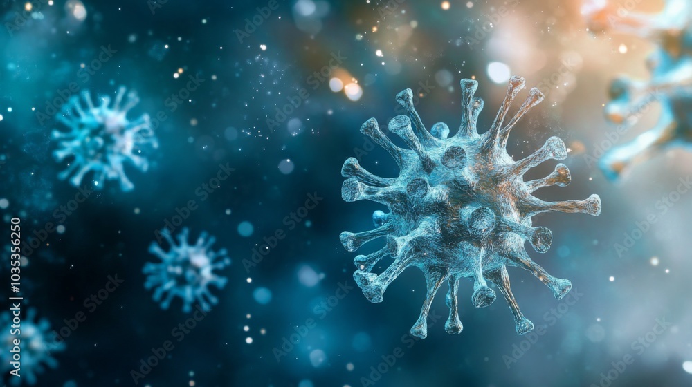Fototapeta premium A Detailed 3D Rendering of a Coronavirus Particle