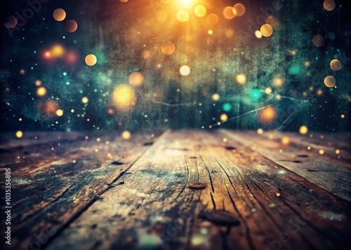 Dark Distressed Grunge Background with Colorful Lens Flare and Dust Scratches for Creative Designs