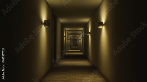 Minimalist hallway with a narrow runner rug and a low-key lighting fixture