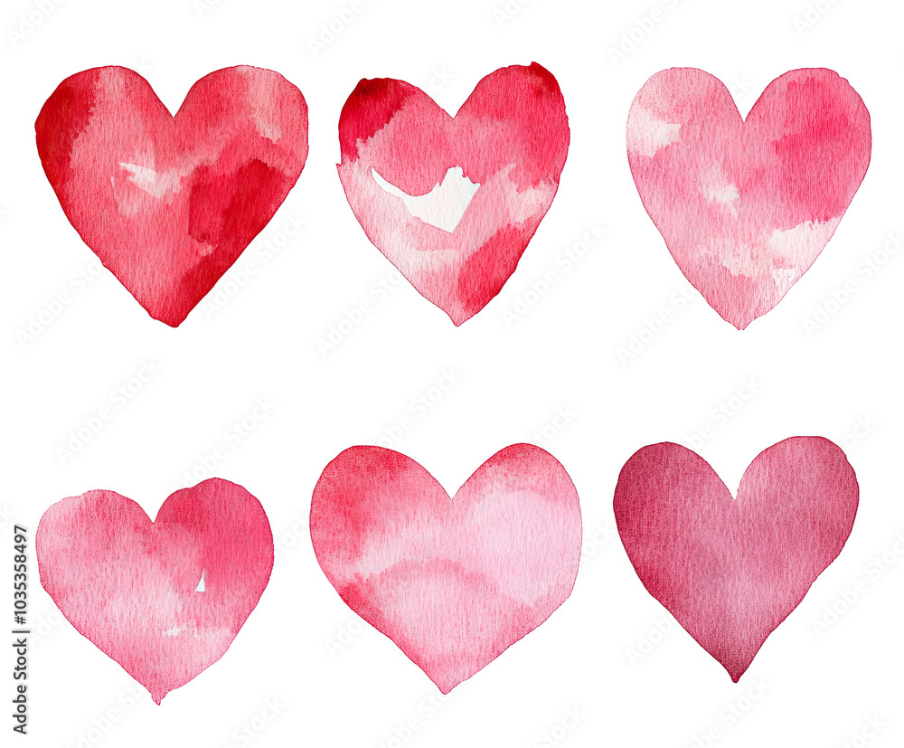 set of different watercolor hand draw hearts set of different watercolor hand draw hearts