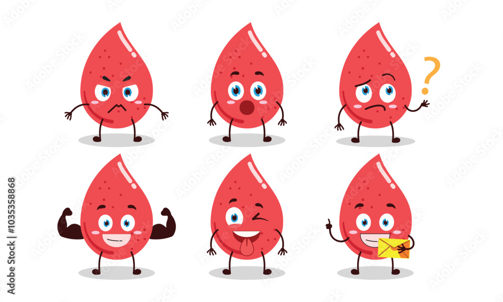 funny blood cartoon with different expressions character vector illustration funny blood cartoon with different expressions character vector illustration