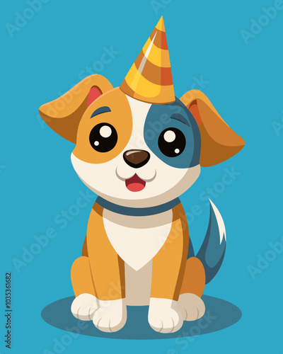 Puppy wearing party hat celebration mammal animal.
