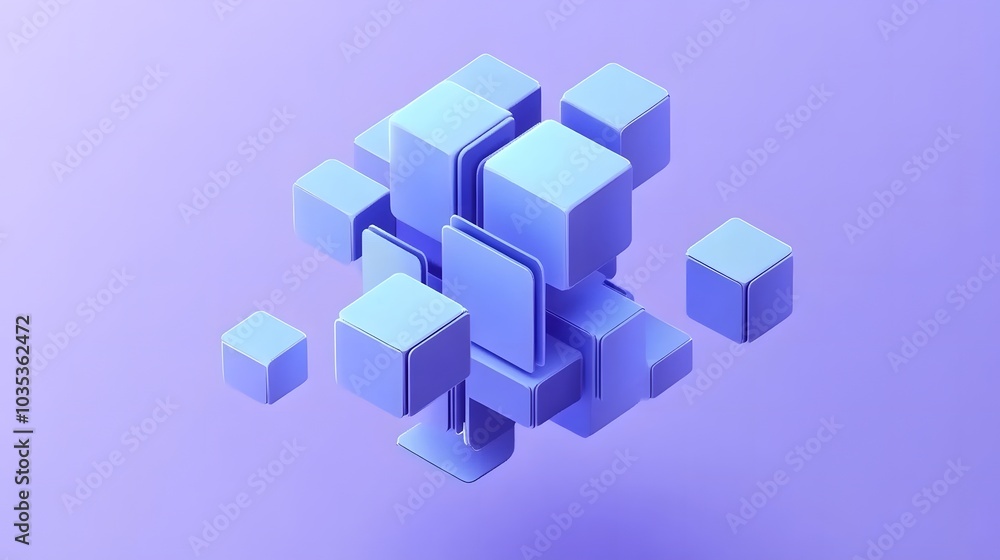 Abstract 3d render, purple and blue geometric design Abstract 3d render, purple and blue geometric design