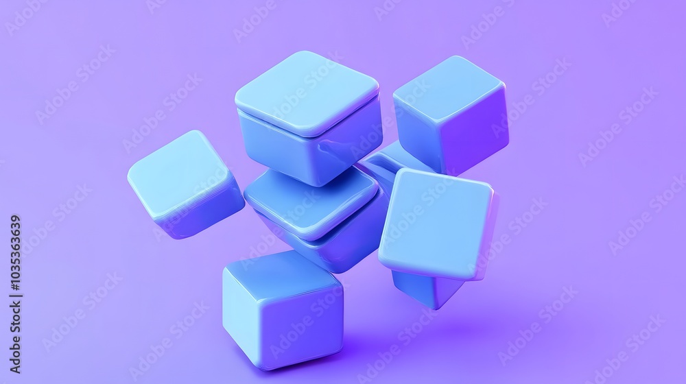 Abstract 3d render, purple and blue geometric design Abstract 3d render, purple and blue geometric design