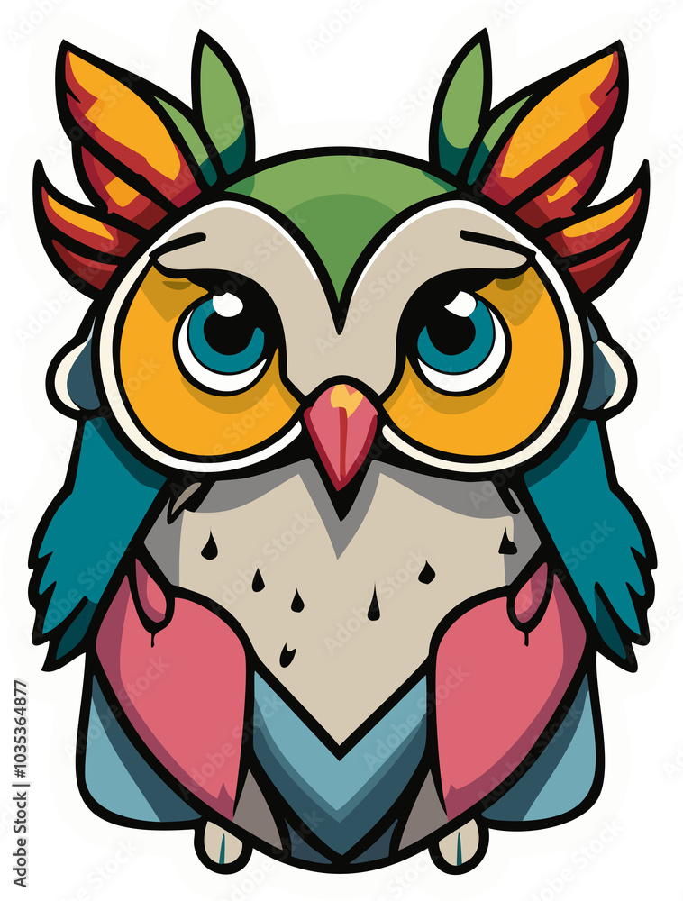 Fototapeta premium Cartoon Creature in Sticker Style with Street Art Aesthetic